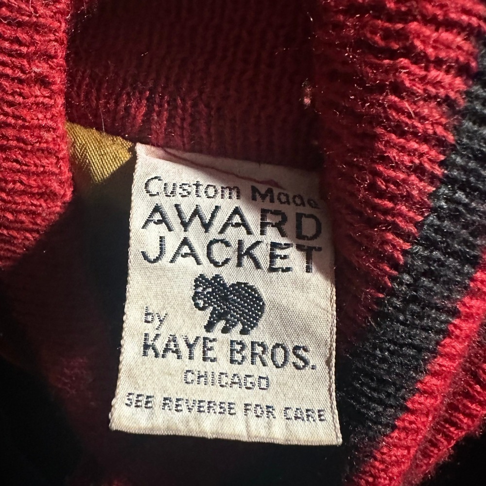 Rare Vintage 80s Kaye Bros Varsity Jacket Red Wool Leather Mens 36 Sikeston - Picture 2 of 16